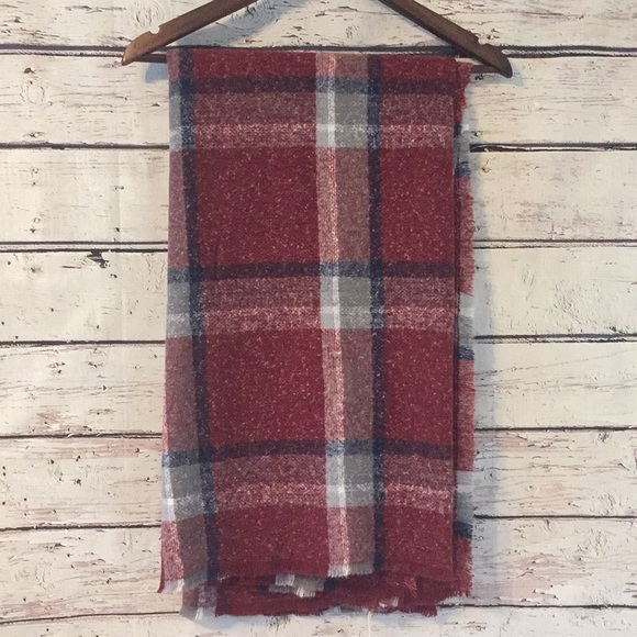🍁Red Plaid Blanket Scarf - Picture 3 of 7